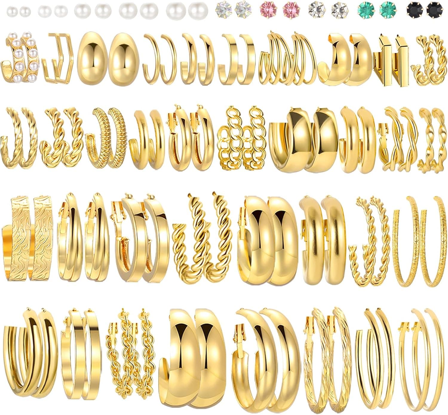 FAXHION 46 Pairs Gold Hoop Earrings Set