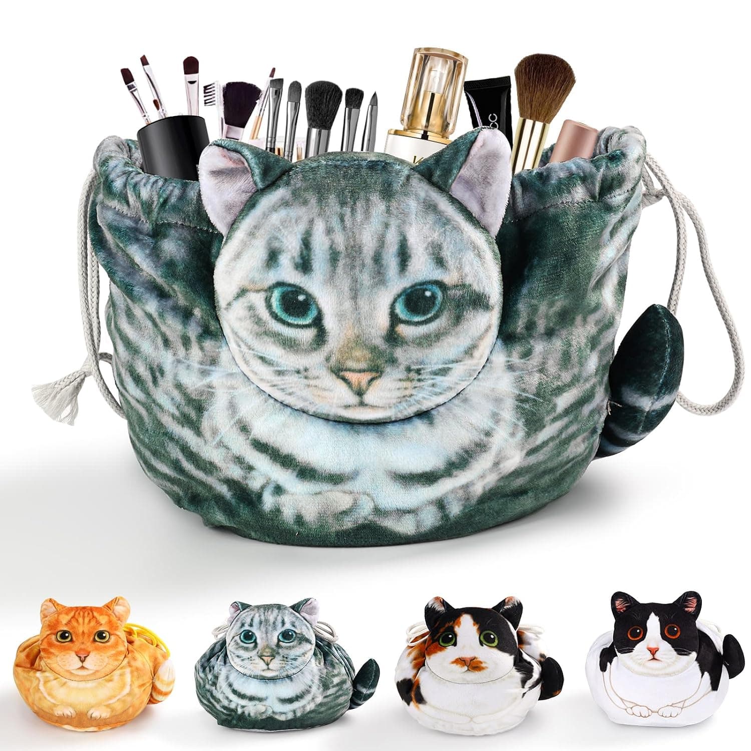 OPENHAHAHA Cat Makeup Bag 2-Pack