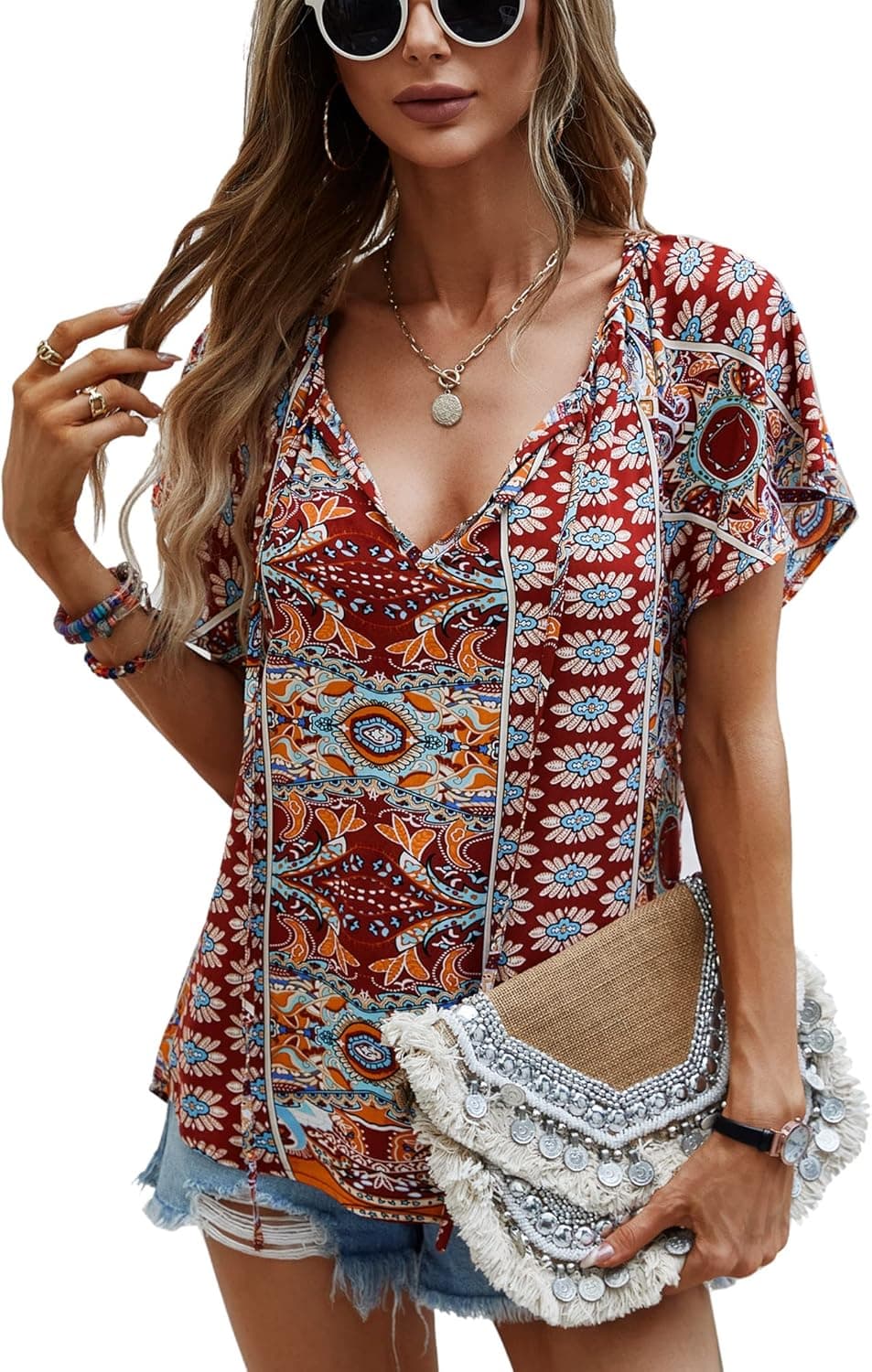 ANGASHION Womens Floral Blouse — image 1