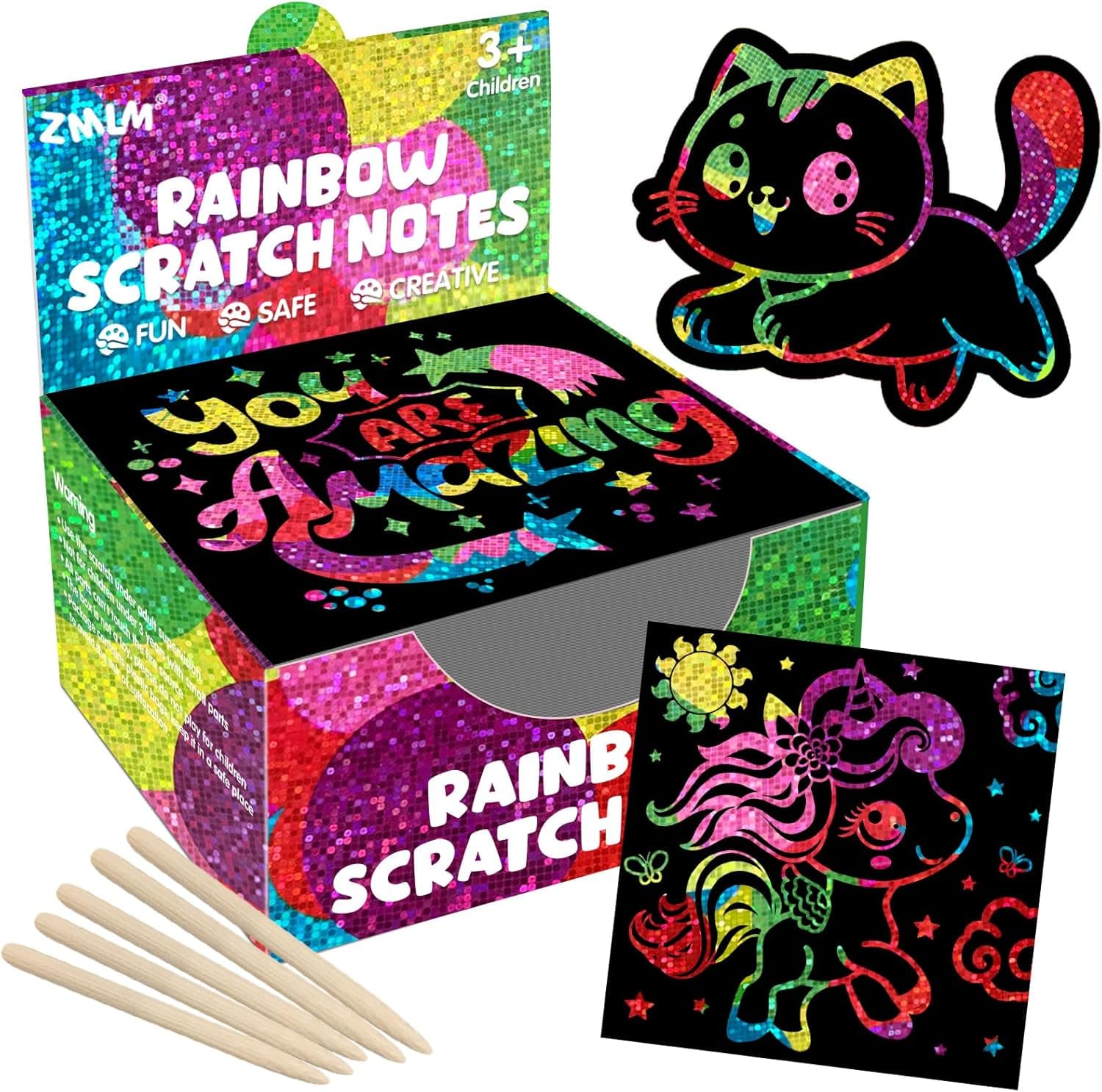 ZMLM 165 Pcs Rainbow Scratch Notes — image 1