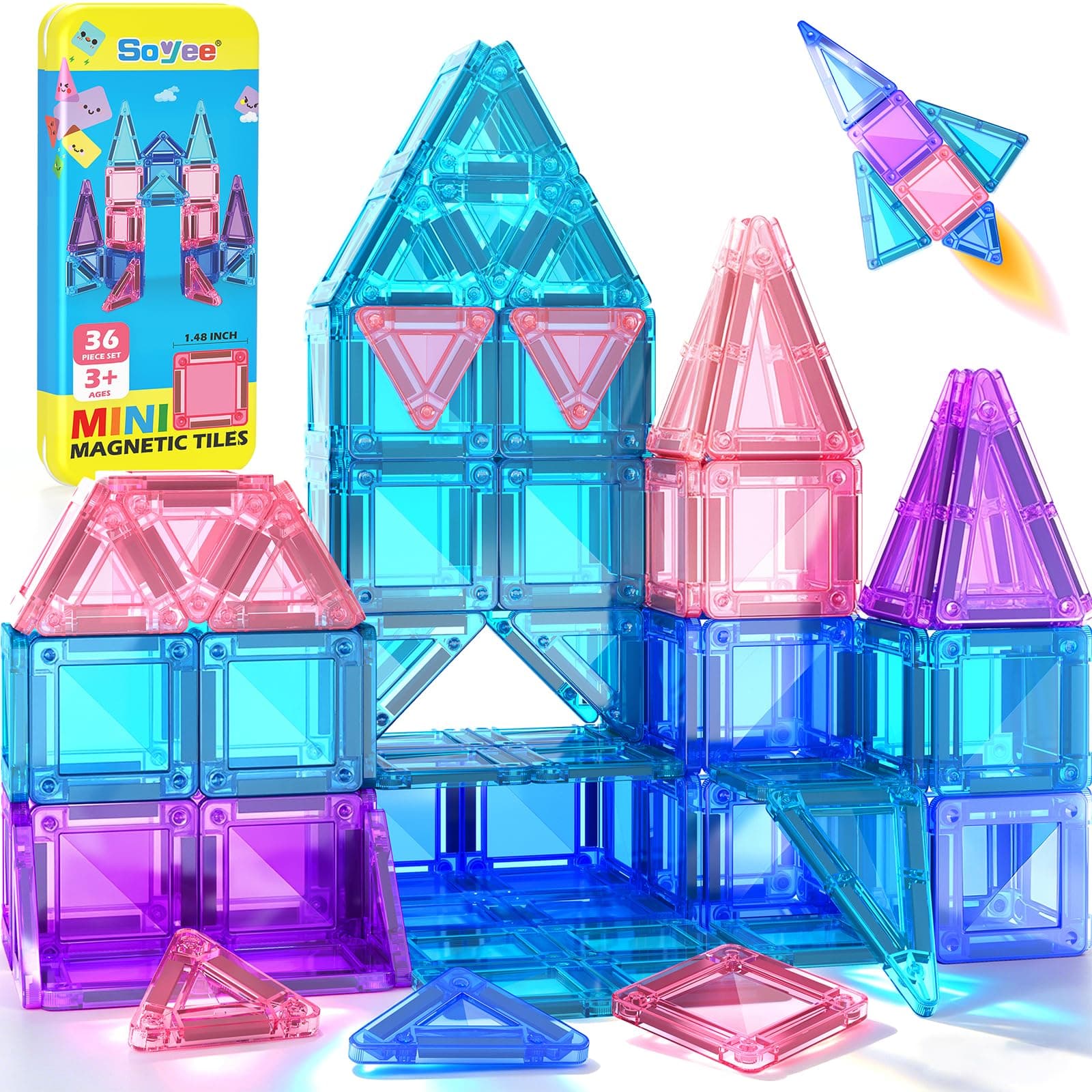 Mini Magnetic Tiles Kids Toys Travel Essential Games STEM Educational Toys