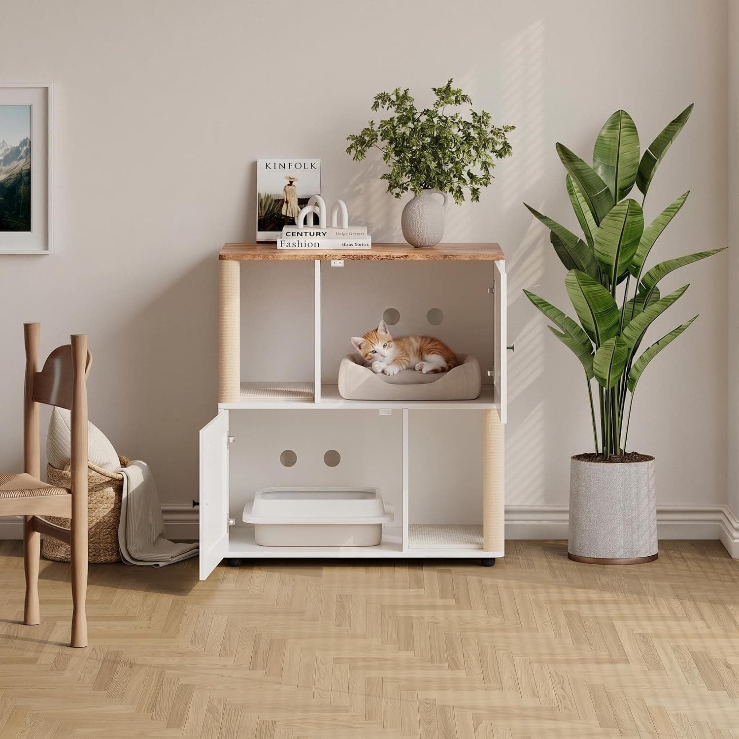 DOPPELTCHARMS Cat Litter Box Enclosure