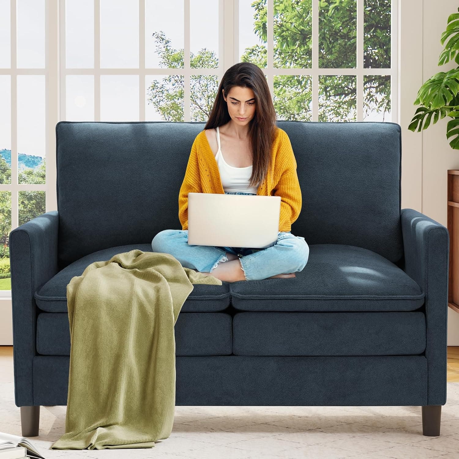 WELZONA 3-Layers Cloud Loveseat Sofa