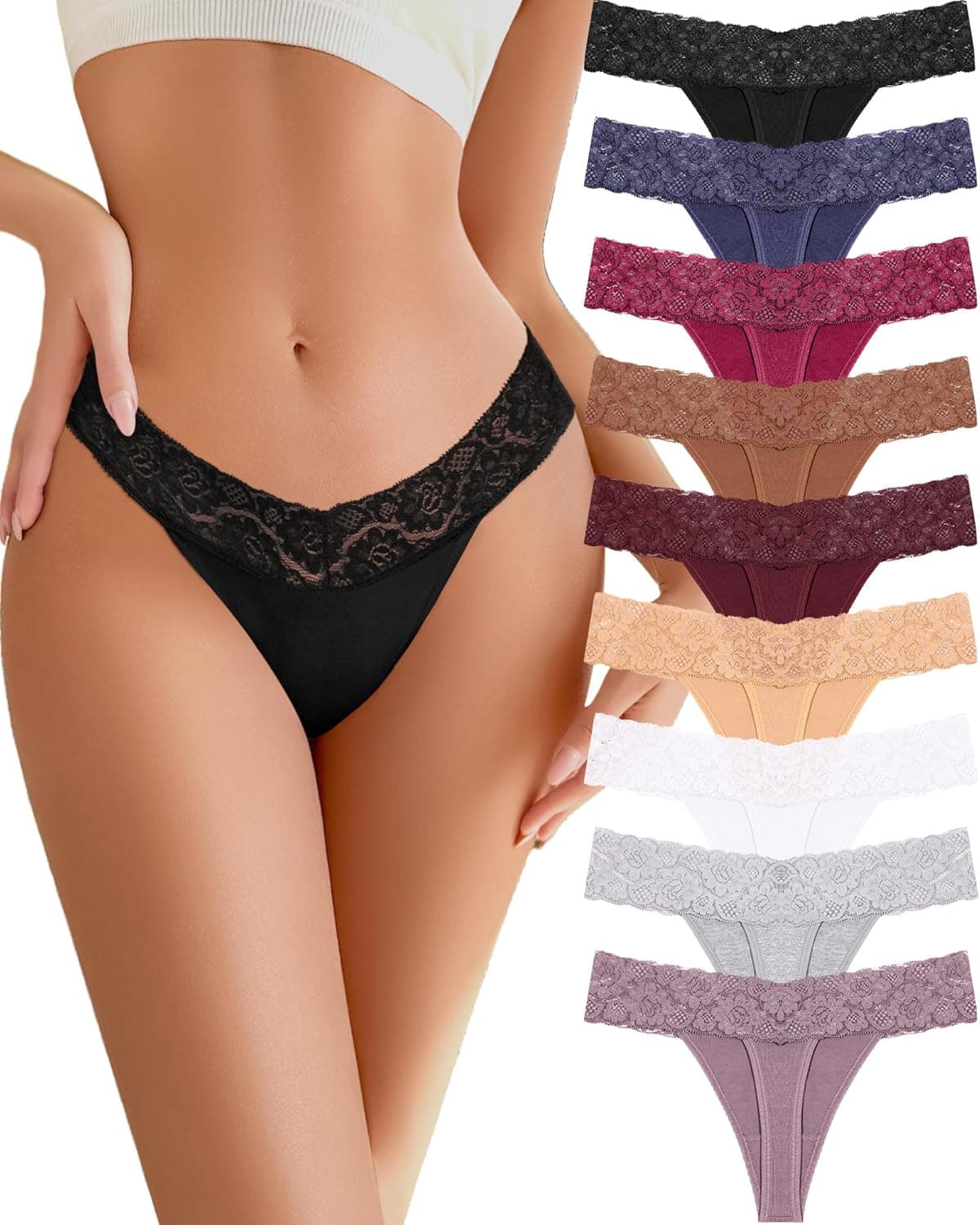 READY TO LOVE Women Cotton Lace Thongs