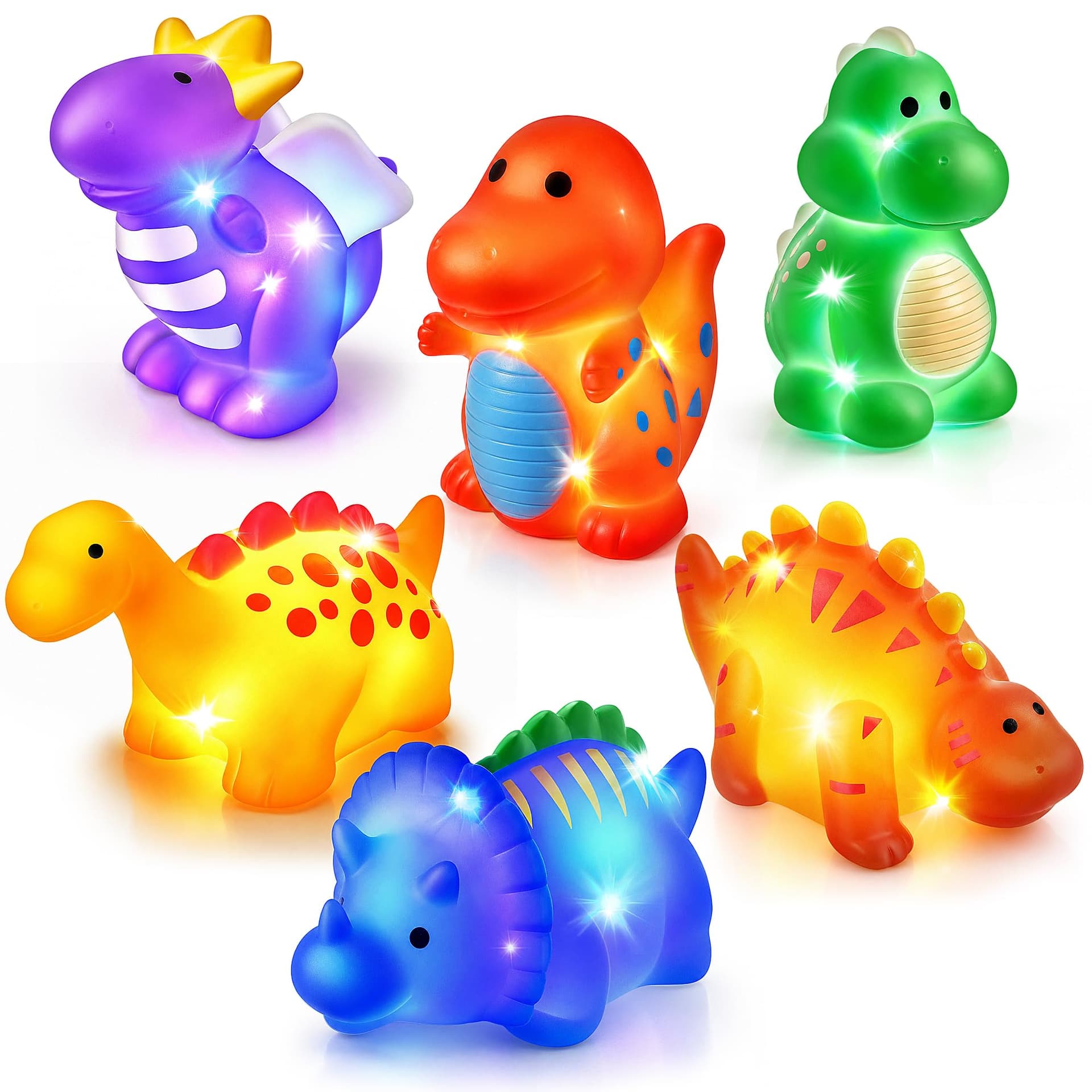 Light Up Dinosaur Bath Toys Baby Toddler Kids Halloween Goodie Bag Stuffers
