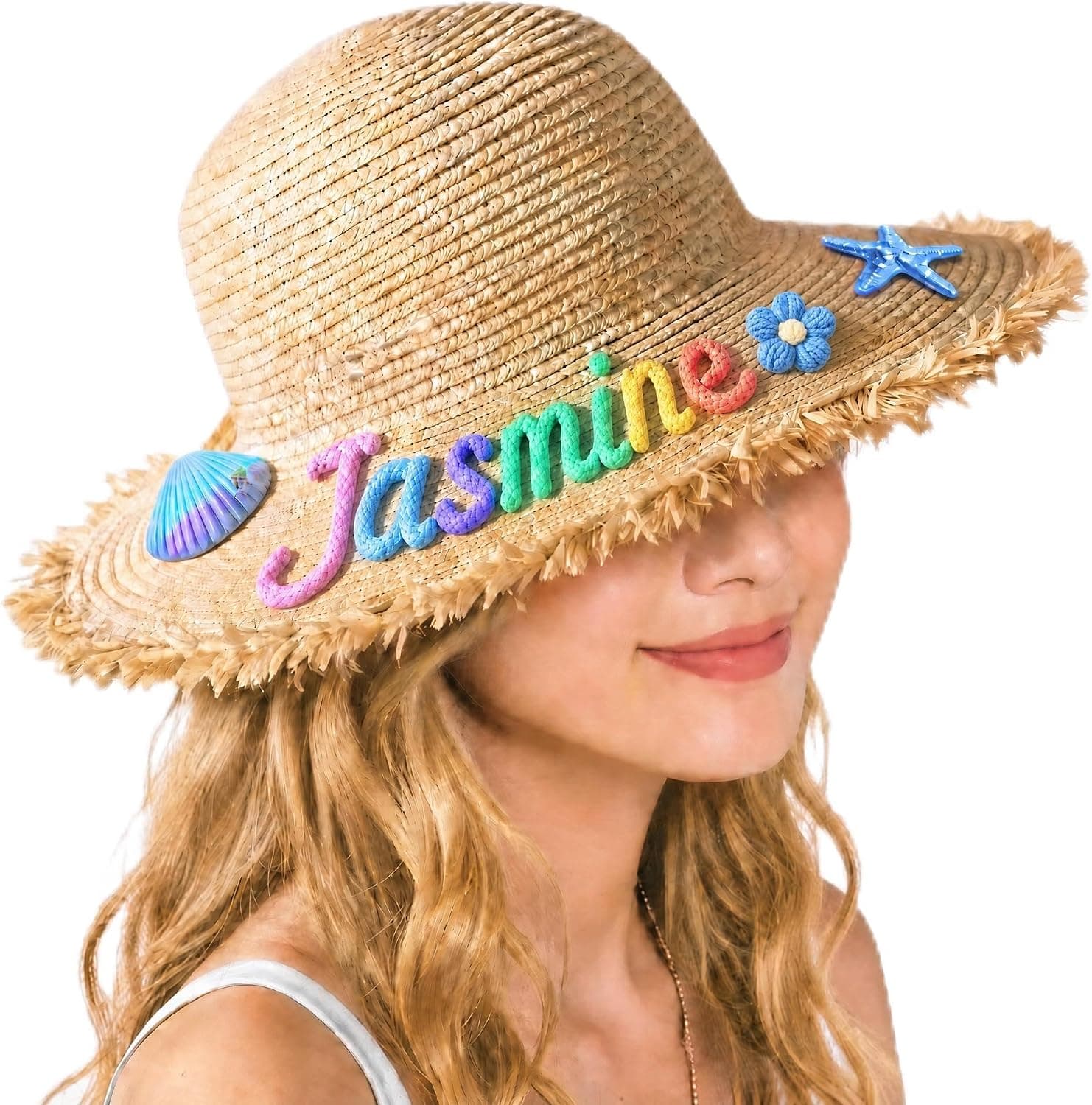 KEQHAULI Customizable Wide-Brim Straw Sun Hat