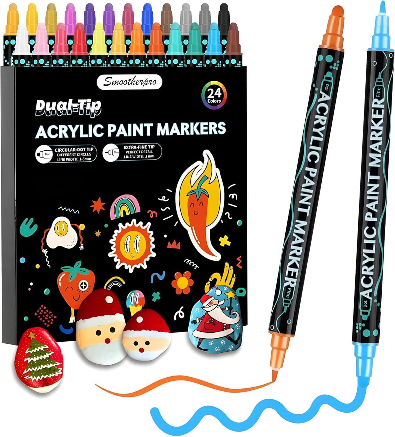 SMOOTHERPRO Acrylic Paint Markers 24 Colors
