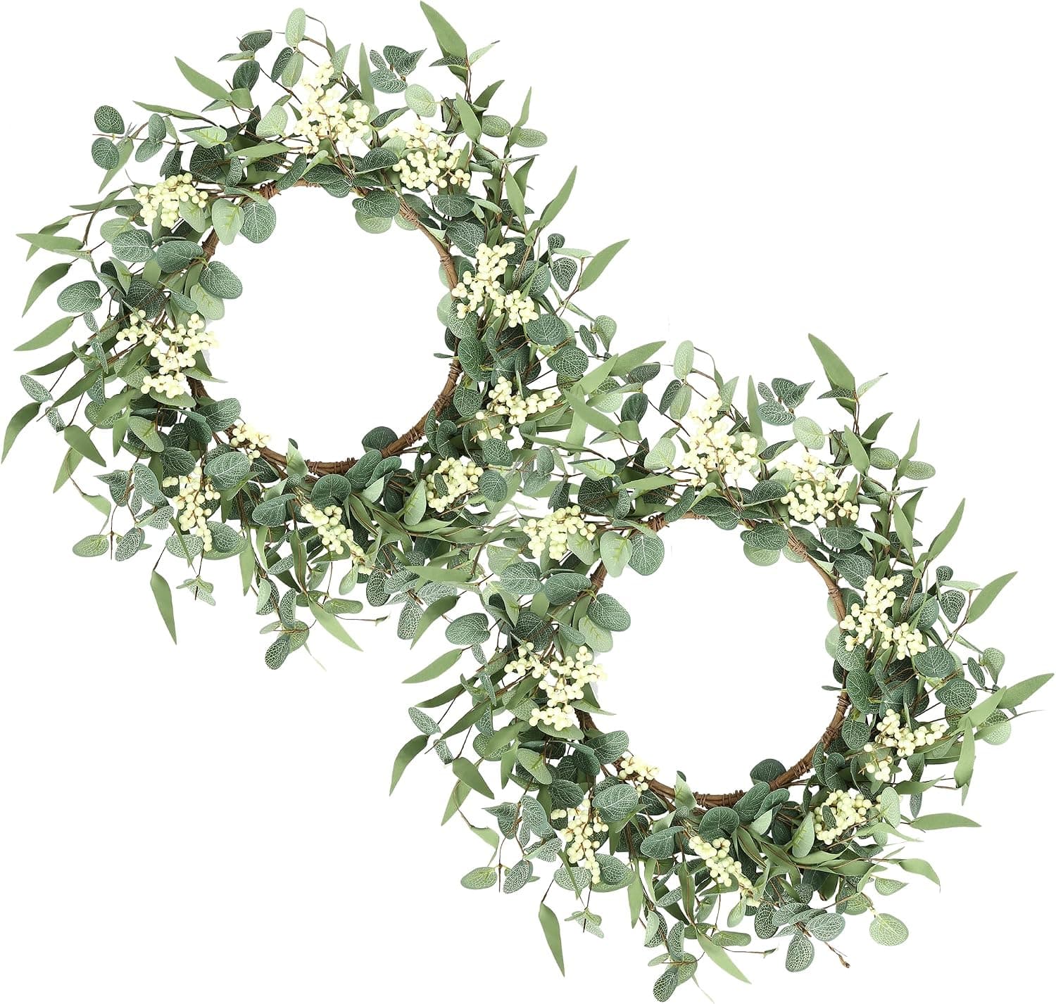 PINKPUM 2 Pack Wreaths for Front Door