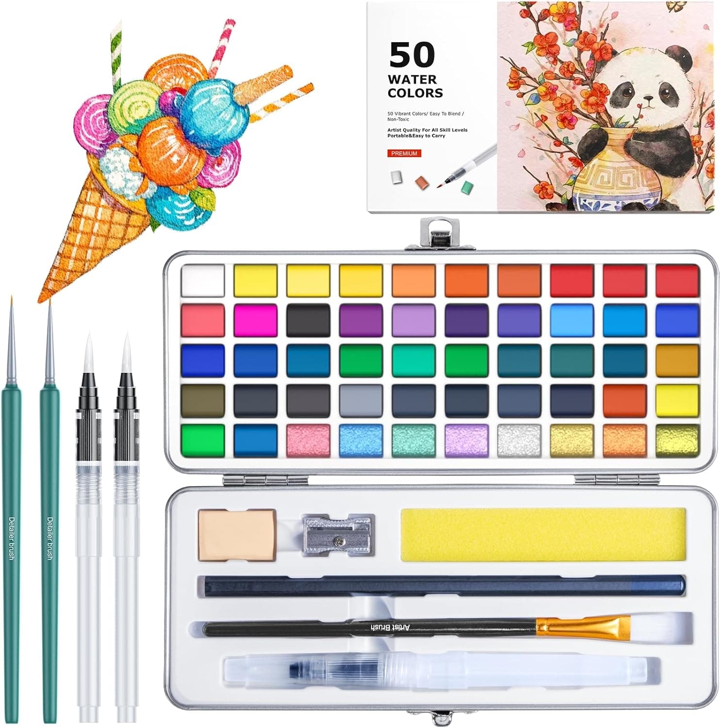 BOTKC Watercolor Paint Set with 100 Rich Colors
