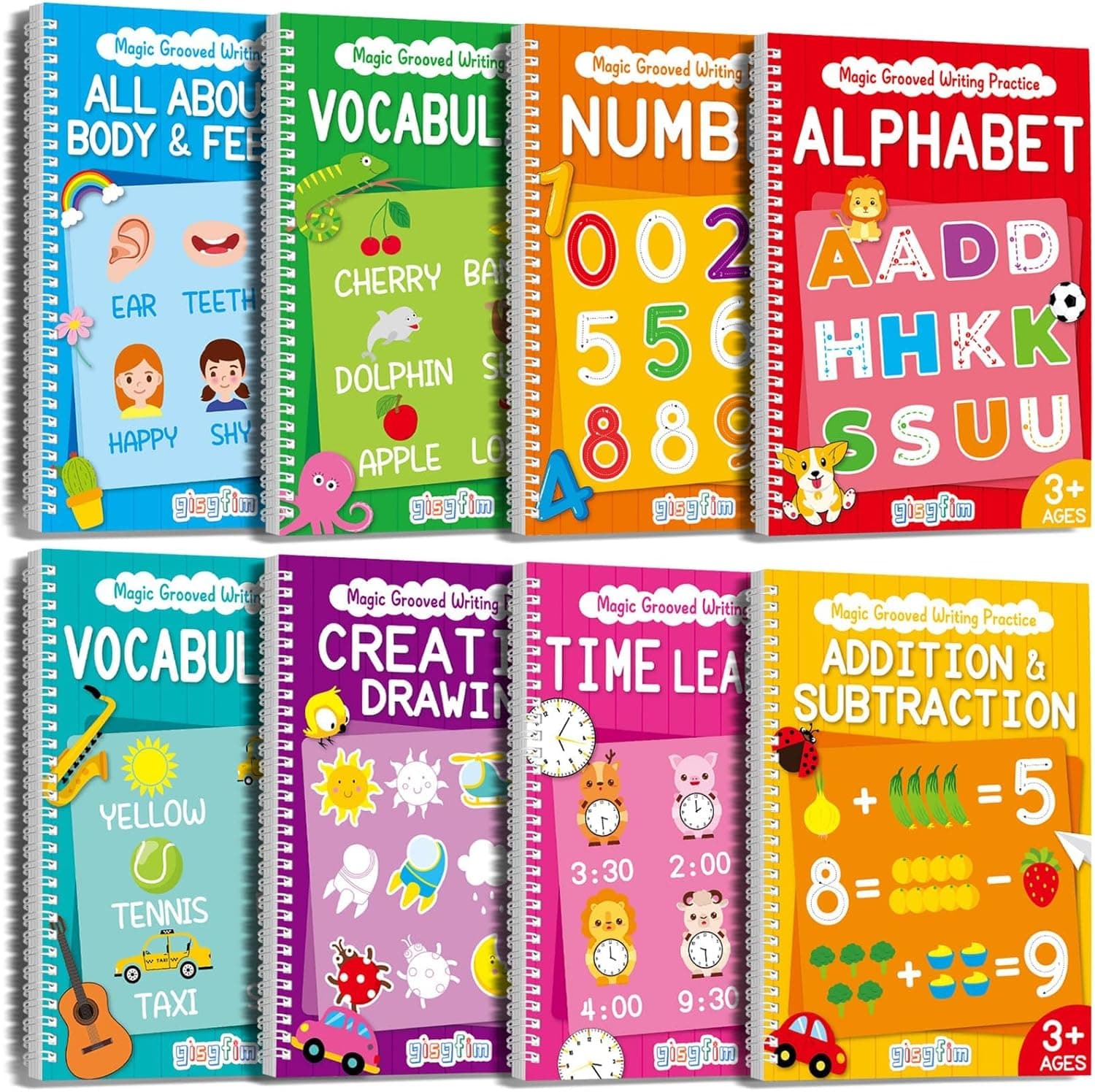 GISGFIM 8 Pack Grooved Handwriting Workbook