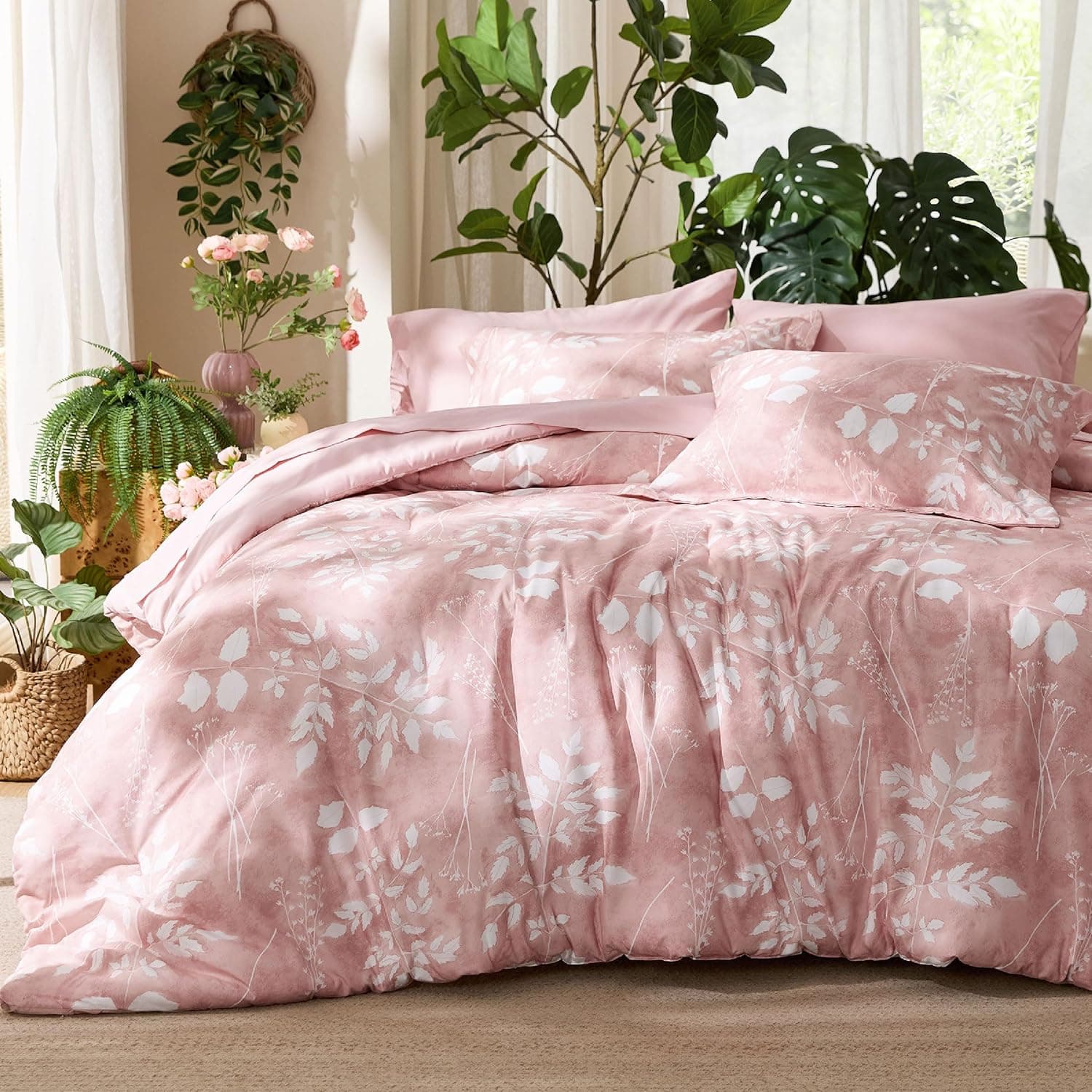 BEDSURE 7 Pieces Floral Soft Bedding Sets