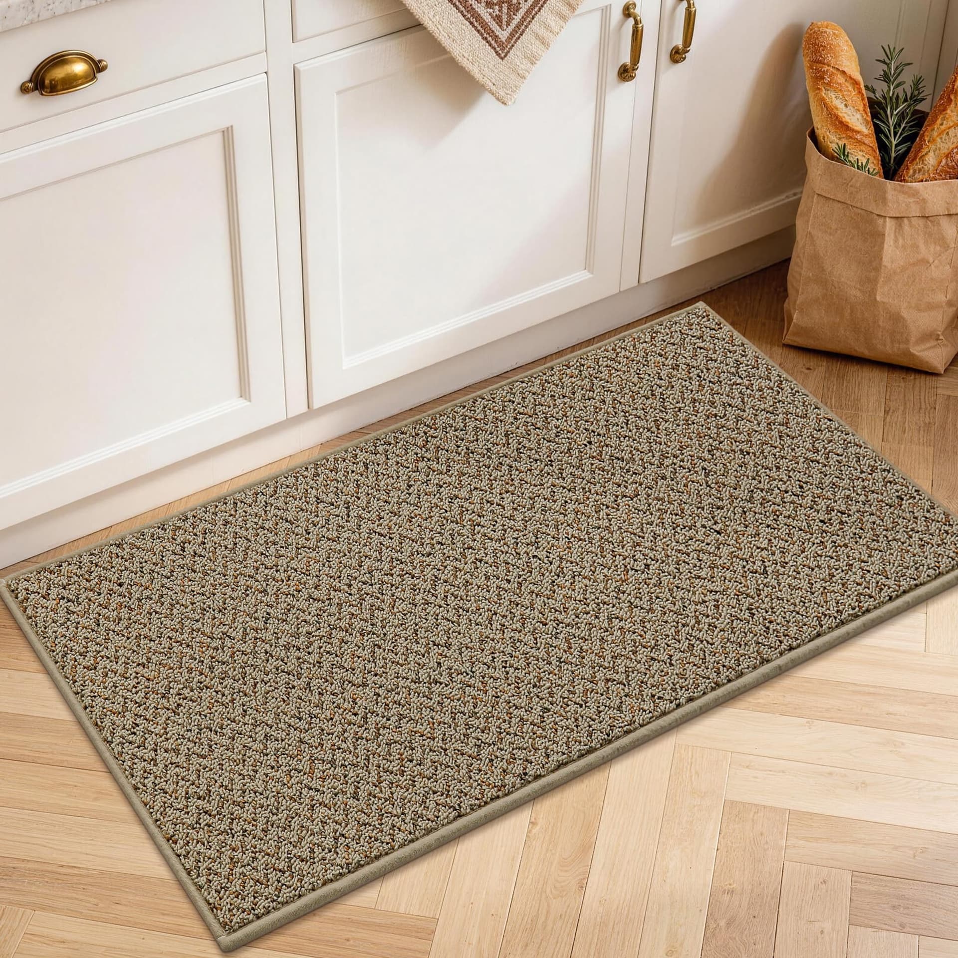 COSY HOMEER Kitchen Rugs Non-Slip Washable Kitchen Floor Mats 17"x30" Taupe