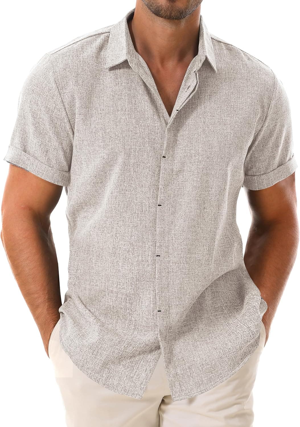 DRAZIVON Mens Linen Shirts