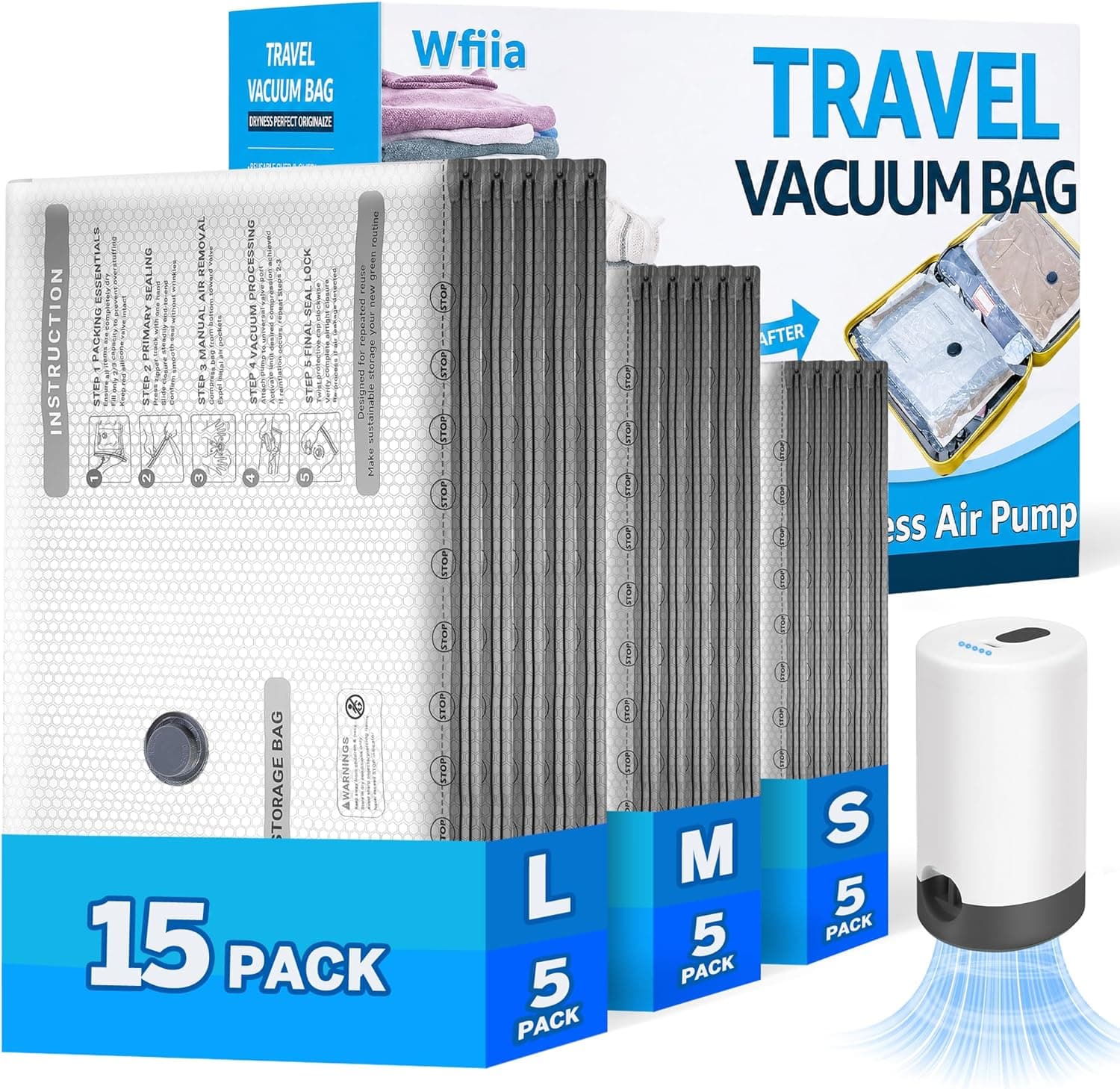 WFIIA 15 Packs Vacuum Bags
