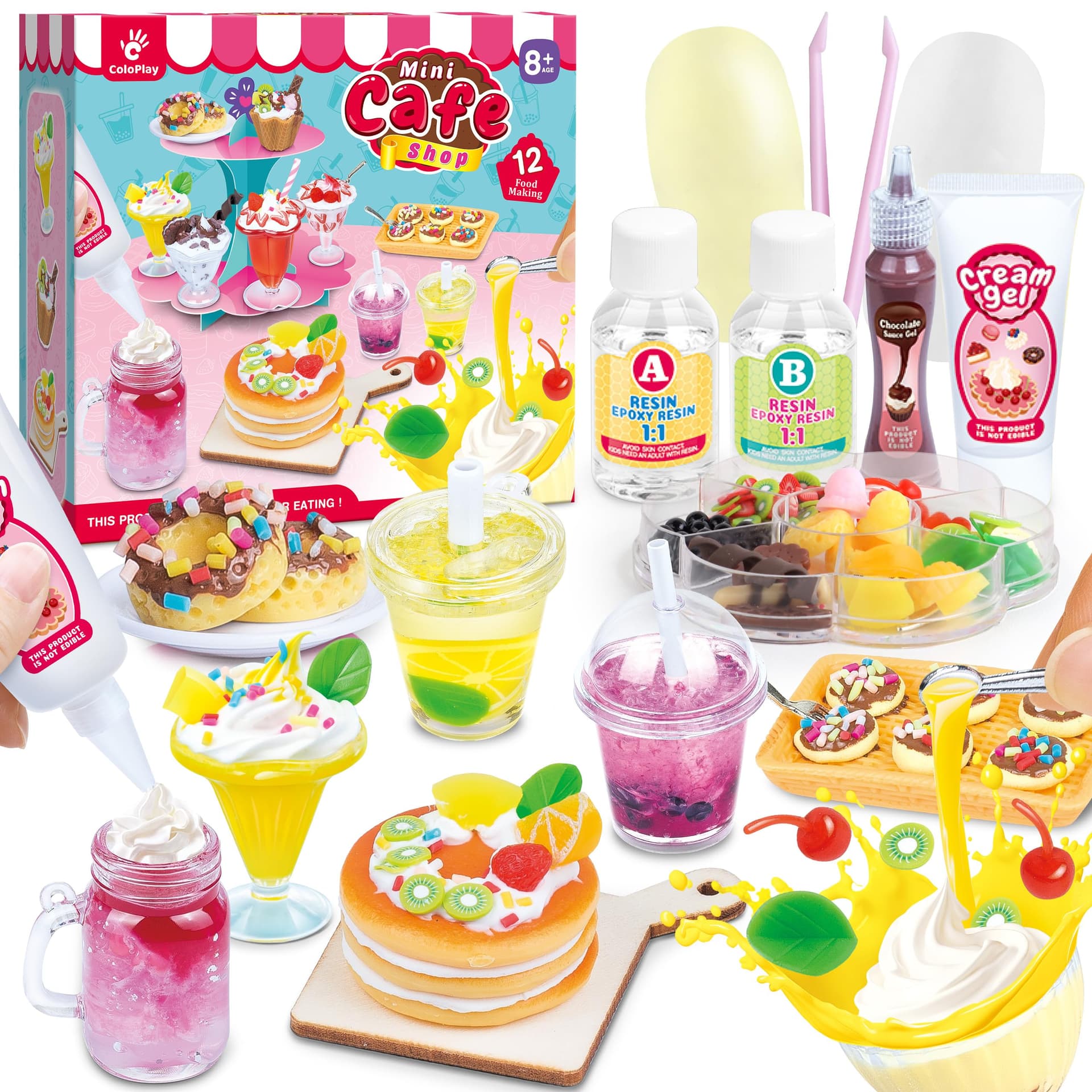 12 Making Miniature Food Toys Set, DIY, Resin Play, Mini Pretend Play Food