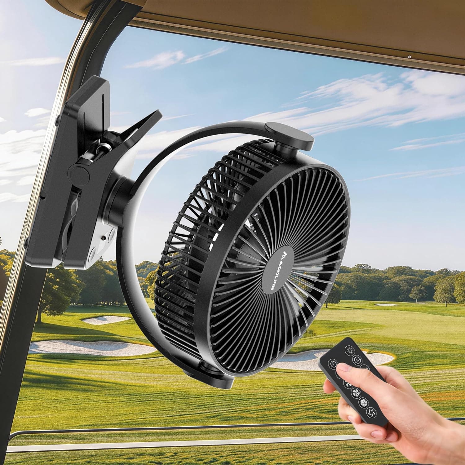 MAGOLFIN 8-Inch Magnetic Clip On Fan for Golf Cart