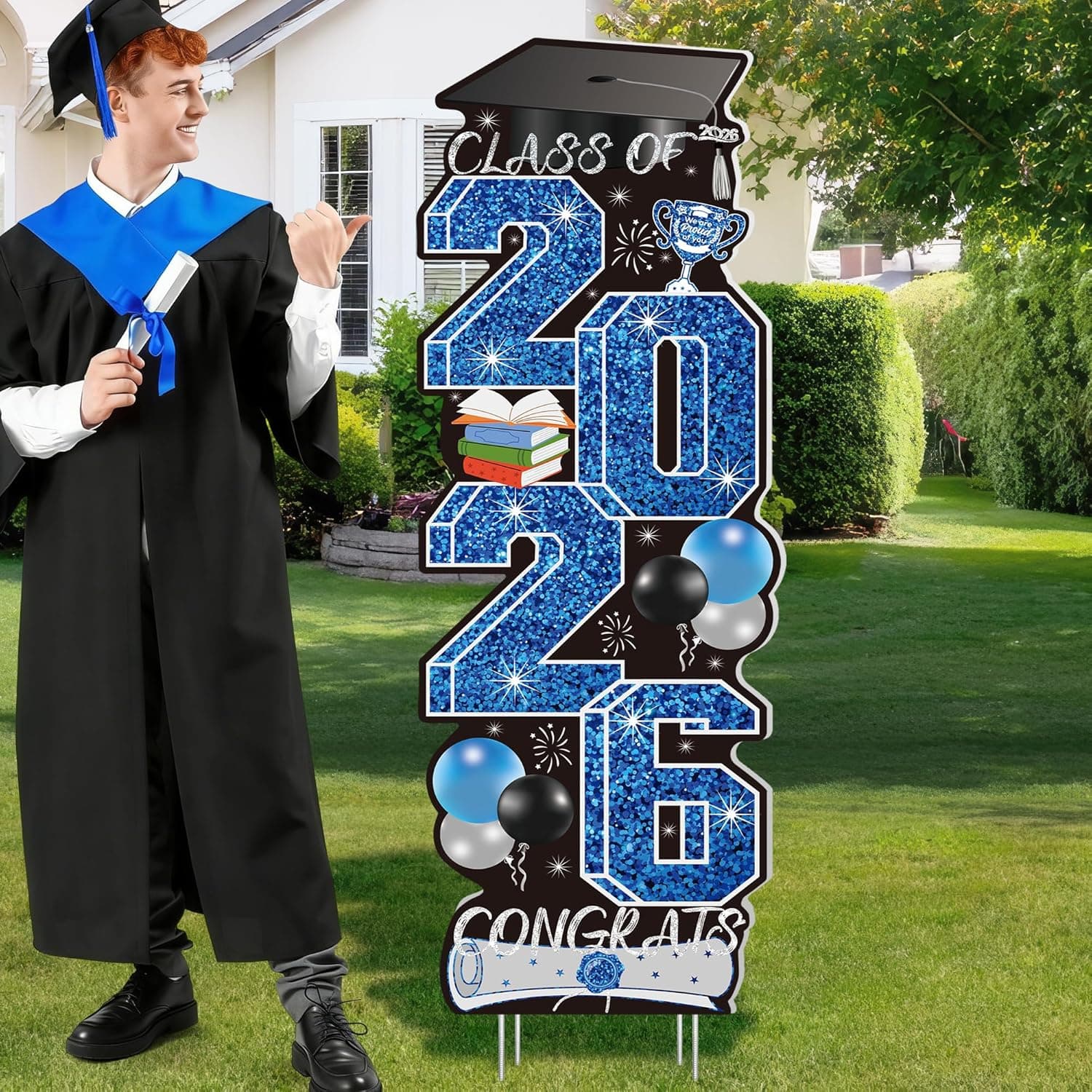 HOVACY 4 Pcs Congrats Grad Yard Signs