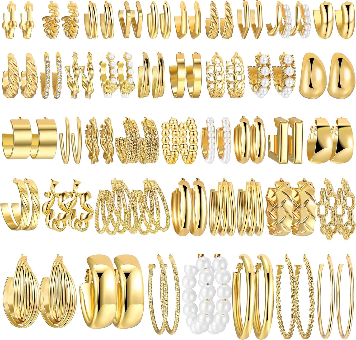 FAXHION 42 Pairs Gold Hoop Earrings — image 1