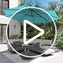 LAUSAINT HOME 11FT Patio Cantilever Umbrella with Base Outdoor Curvy Round Offset Umbrella, Heavy Duty Aluminum Patio Umbrella with 360°Rotation and Windproof, for Garden, Pool, Deck, Backyard, Market(11 FT Turquoise Blue） view 7
