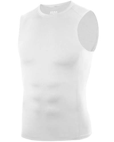 RIKUAOU Compression Shirt Men, Sleeveless Athletic Tank Top Workout Undershirt, Quick Dry Base Layer for Gym Running Training