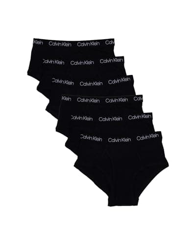 Calvin Klein Kids Boys' Modern Cotton Brief Underwear 6-Pack, Black/Black/Black, X-Large