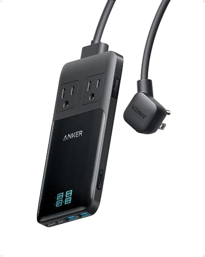 Anker Prime Charging Station, 140W 6-in-1 Travel Power Strip, 5ft Detachable Extension Cord with Multiple Outlets, 2 AC, 2 USB C, 2 USB A, Desk Accessories, Home Office (Non-Battery/Wireless)