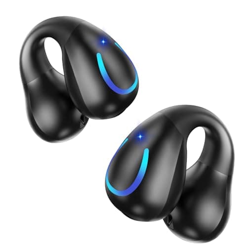 dufiga Ultra Open Ear Headphones Bluetooth 5.3 Wireless Bone Conduction Clip On Earbuds with Digital Display Charging Case 60 Hours Playtime Sport Earphones IPX7 Waterproof for Running Fitness Black — image 1