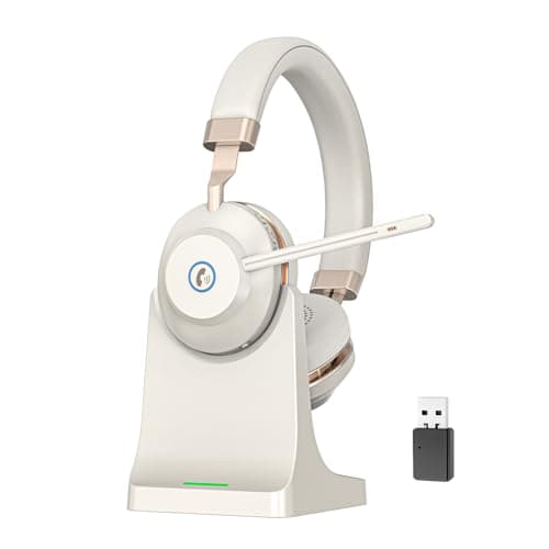 Vonztek Wireless Headset with Mic for Work, Bluetooth Headphones with Microphone Mute &USB Dongle, 45Hrs Wireless Headphones with Mic Noise Canceling & Charging Dock for Call Center/WFH/Office/Teams — image 1