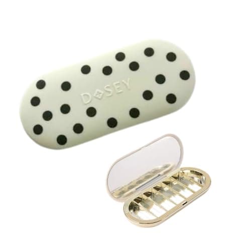 Dosey Compact Travel Pill Organizer - Pill Case with 7 Compartments for Medicine Storage & Protection – Stylish & Elegant Medication Organizer with Mirror, Cream Olive — image 1
