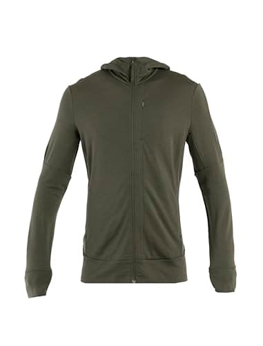 Icebreaker Merino Men's Quantum IV Long Sleeve Wool Athletic Zip Up HoodieBlack IV - Loden - X-Large