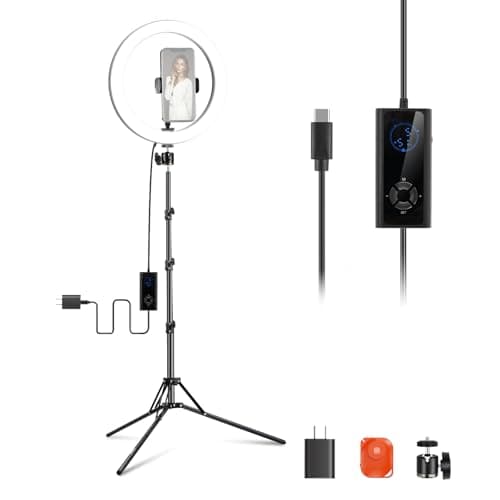 NEEWER 12" 24W Power LED Ring Light with Tripod Stand, Bi Color 2900-7000K, USB C PD Input, CRI97+ 1810lux/0.5m Compatible with iPhone Makeup Studio Streaming Selfie Video Recording, RH12B K2