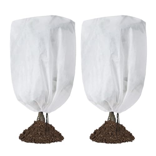 Garutom 2-Pack Plant Covers Freeze Protection 48" x 72" 2.2 oz, Frost Cloth Plants Jacket Drawstring Tree Cover for Outdoor Plants, Shrub Potted Plants Winter — image 1