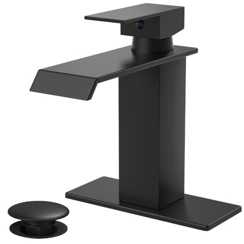 Bathroom Faucet, Matte Black Bathroom Faucet 3-or-1 Hole, Single Handle Brushed Bathroom Sink Faucet, Stainless Steel, Lead-Free, Pop Up Drain, Deck Plate, Supply Lines, Easy Install for RV&Outdoor — image 1
