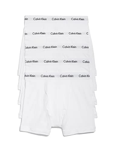 Calvin Klein Men's Cotton Stretch 5-Pack Boxer Brief, 5 White, Large