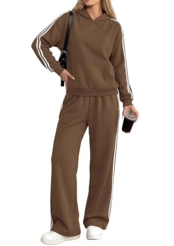 PRETTYGARDEN Womens Striped Sweatsuits 2 Piece Outfits Matching Lounge Sets — image 1