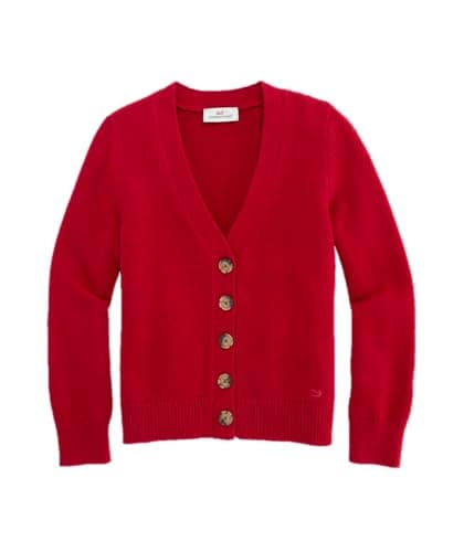 Vineyard Vines Girls' Cotton Cardigan, Red Velvet