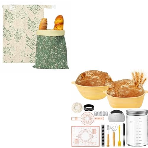 GQIRIL Reusable Beeswax Bread Bags and Sourdough Bread Baking Supplies