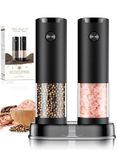 Electric Salt and Pepper Grinder Set Automatic Battery Pepper Mill Shakers Adjustable Coarseness Upgraded Larger Capacity with Led Home and Kitchen Appliances Birthday Gifts for Women Mom