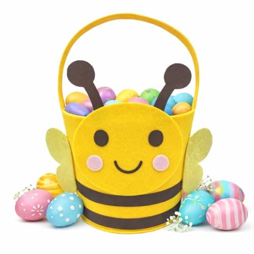 Easter Basket for Kids, Large Cute Animal Gift Basket with Premium Packaging for Egg Hunt, Candy & Toy Gifts, Nursery Toy Storage, Photo Prop & Spring Decorations (Bee Yellow)