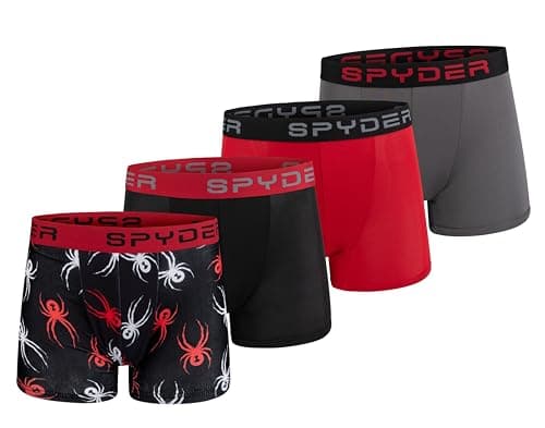 Spyder Boys Boxer Briefs Performance Underwear (Black/Black/Red/Grey, Medium)
