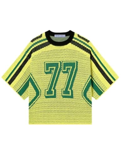 Aelfric Eden Oversized Sweaters Number Graphic Football Jersey Unisex Baggy Three-Quarter Sleeve Streetwear Trendy Tops Yellow