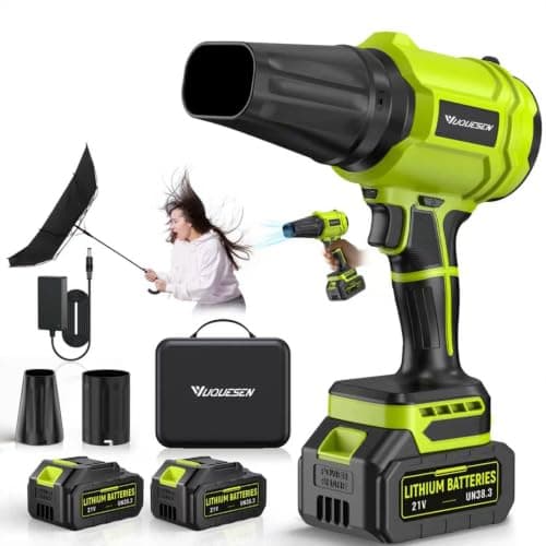 YUQUESEN Cordless Leaf Blower, 980,000 RPM Handheld Leaf Blower with 2 Batteries & Charger, Lightweight Leaf Blowers for Patio, Lawn, Leaves, Dust - Bright Green — image 1