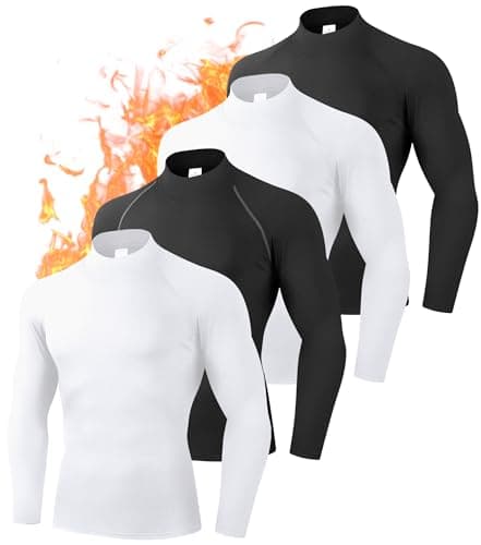 CYPER SUN 4 Pack Thermal Mock Turtleneck Compression Shirts Men,Long Sleeve Fleece Lined Athletic Base Layer Undershirt for Cold Weather XXL