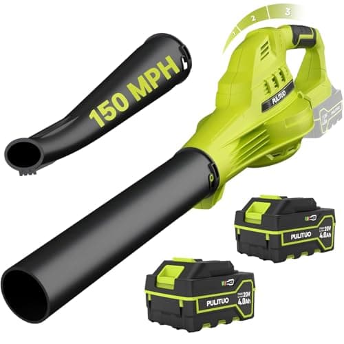 Leaf Blower Cordless with 2X 4.0Ah Batteries and Charger, 150MPH Lightweight Cordless Blower, 3 Speeds Small Electric Leaf Blowers for Lawn Care, Patio, Yard, Leaves, Grass, Dust (Upgraded Green)