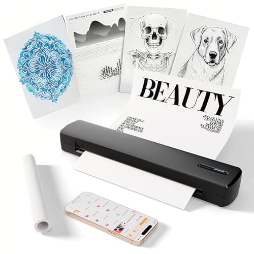 TAGZILO C80 Wireless Printer, Inkless Portable Printer for Travel, Supports A4 8.5 x 11 Inch Thermal Paper, Compatible with Phone & Laptop (Elegant Black)