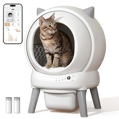 ZHMZ Self Cleaning Litter Box: Automatic Litter Box Self Cleaning for Multiple Cats Auto Robot with Dual Safety Protection, Large Openning Odor-Control with Mat