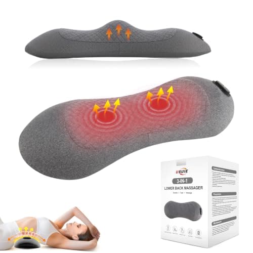USUIE Cordless Lumbar Support Pillow, Lower Back Massager for Pain Relief | Triple Fusion (Heat & Massage & Traction), Ergonomic Memory Foam, for Sciatica, Back Restore, Use in Car/Office/Home/Travel — image 1