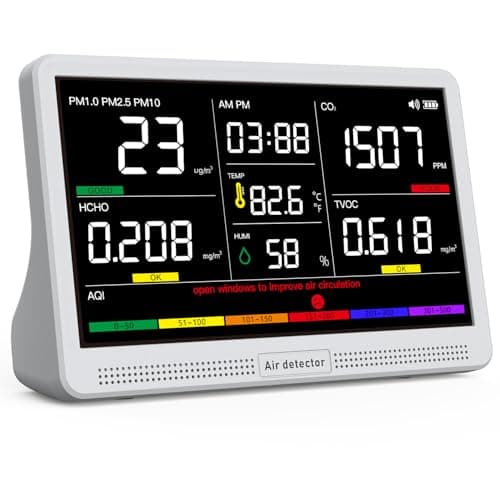 YNAK 16-in-1 Air Quality Monitor Indoor with 7-inch HD Color Display -$54.99 with Free Shipping. Tracks CO2, TVOC, PM2.5/PM1.0/PM10, HCHO, Temp/Humidity, AQI & Time — image 1