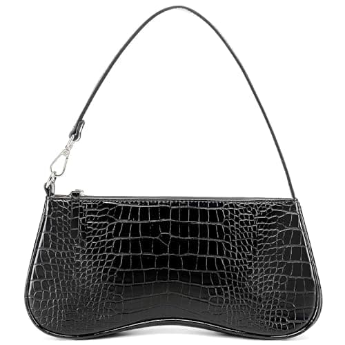 Goinsound Designer Purse for Women Crocodile Clutch Shoulder Bag for Women Black Crocodile Purse for Daily Use