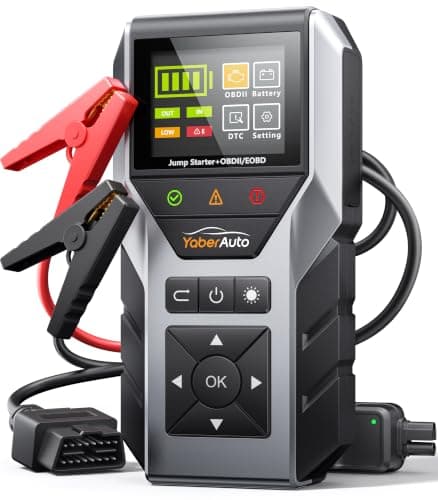 YaberAuto 6000A Portable Car Jump Starter with OBD2 Scanner, Code Reader | Car Battery Jumper Starter Portable (All Gas/10L Diesel) Car Battery Jump Box Pack Jumper Cables, Diagnostic Tool 600LM Light — image 1